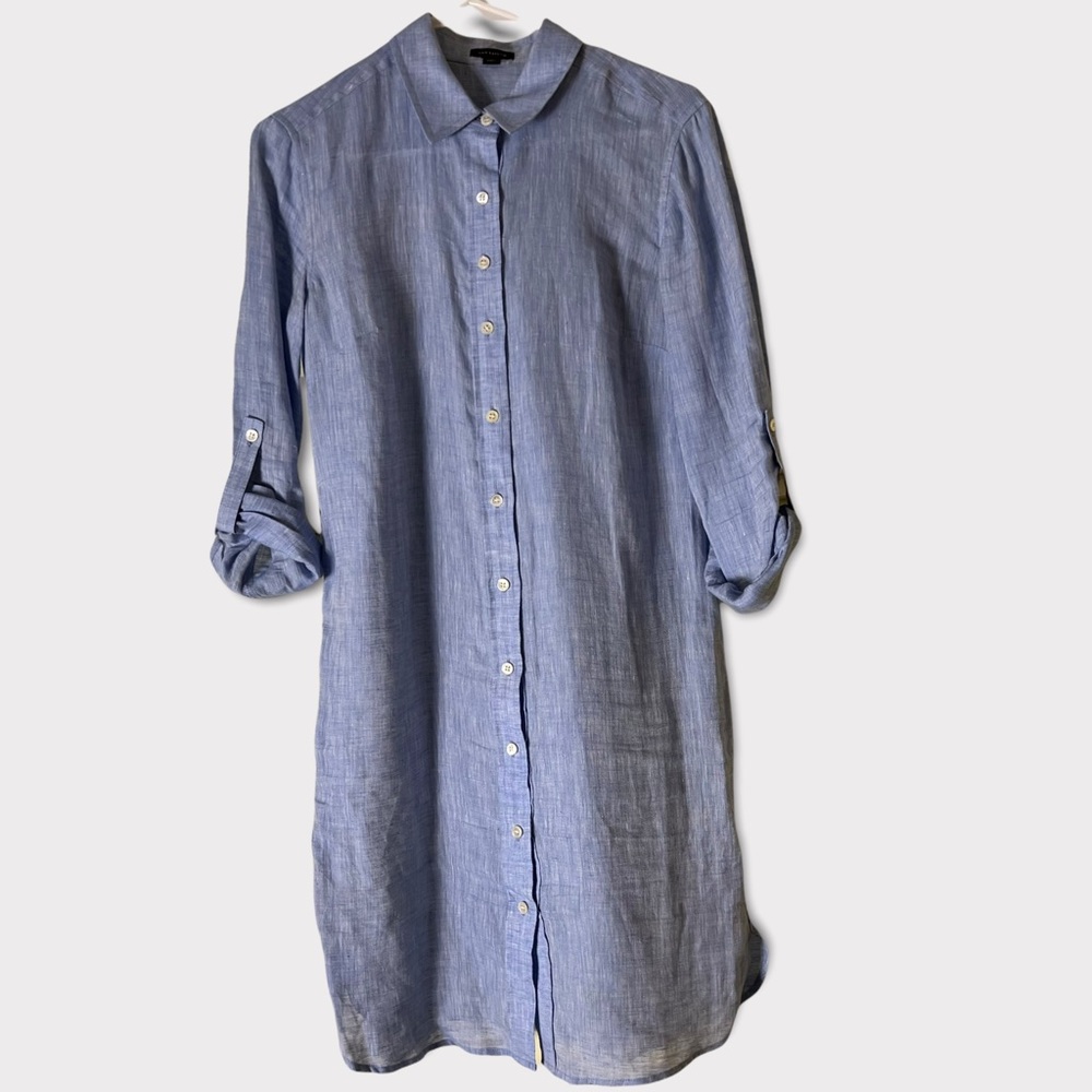 Liz Claiborne Blue Chambray Button Down Shirt Dress S Small